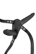 Двойные - fetish tentation strap-on with double dildo black - двойной страпон, 15х3 см (чёрный) фото