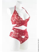 Женская сексуальная одежда и эротическое белье (сторінка 56) - червоний комплект білизни з паєтками фото