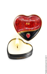 Фото масажна свічка сердечко - plaisirs secrets strawberry, 35ml в профессиональном Секс Шопе