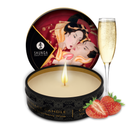 Фото shunga massage candle - массажная свеча с ароматом клубники, 30 мл в профессиональном Секс Шопе