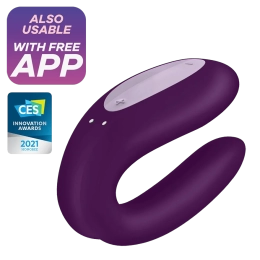 Фото satisfyer double joy purple - вибратор для пары с управлением через приложение, 9х5.7см, (фиолетовый) в профессиональном Секс Шопе