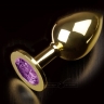 Малая золотистая анальная пробка с кристаллом - Малая золотистая анальная пробка с кристаллом